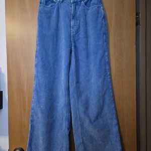 BDG High & Wide Leg Sky Blue Corduroy Pants Size 26 Urban Outfitters